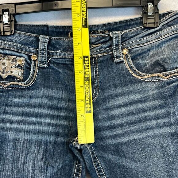 GRACE in LA Jeans Womens Sz 27 Blue Denim Stretch Rhinestone Bootcut Stone Wash - Picture 10 of 14